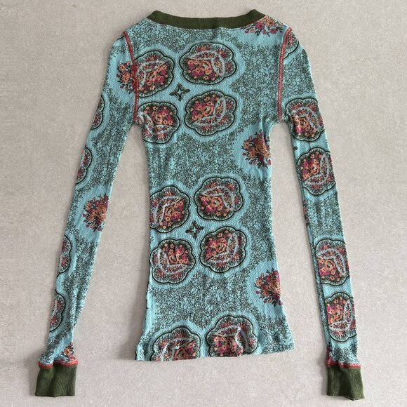 Free People Printed Pointelle Crew in Sea Blue ASO Princess Protection Program - Picture 8 of 11